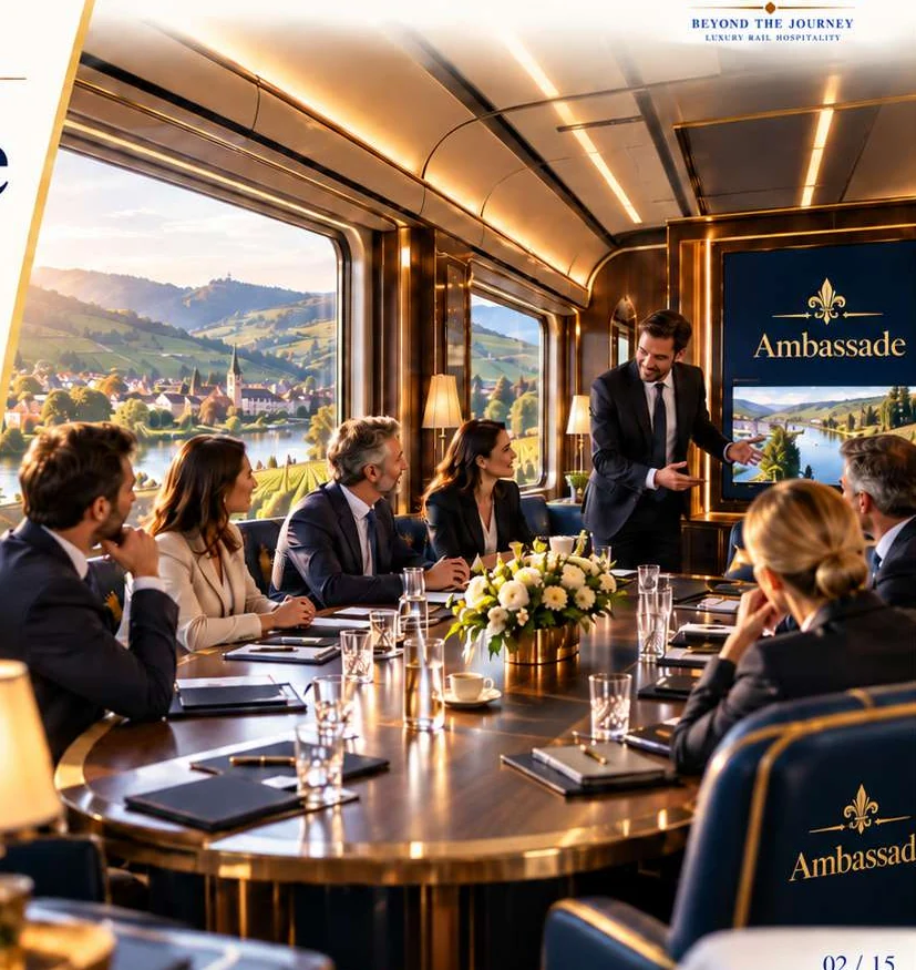Professionnels réunis dans un salon de train